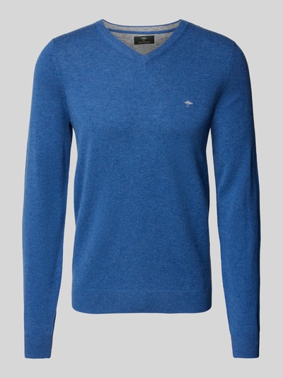 Fynch-Hatton Strickpullover mit V-Ausschnitt Blau Melange 2