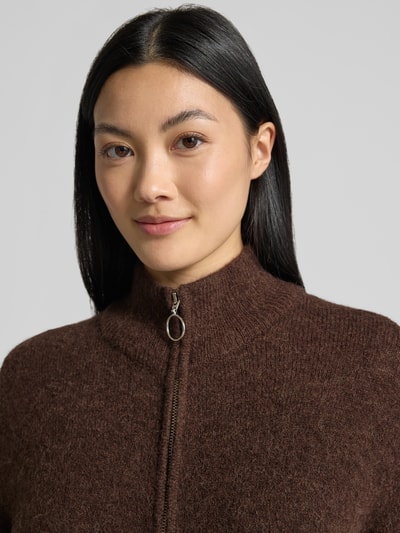 Selected Regular Fit Strickjacke aus Woll-Mix Modell 'SIA' Dunkelbraun 3