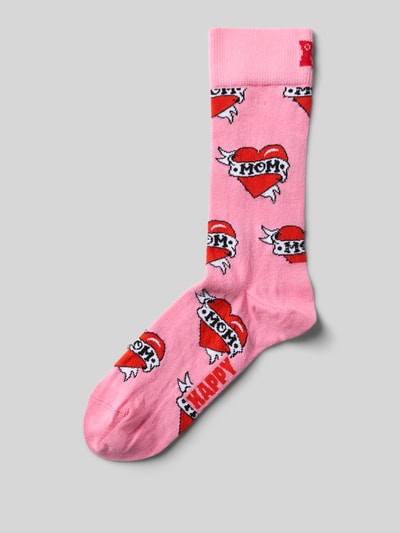 Happy Socks Socken mit Motiv-Stitching Modell 'Mom' Rosa 1
