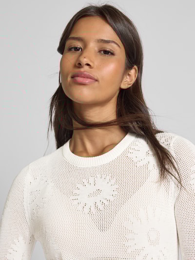 HUGO Strickpullover mit gerippten Abschlüssen Modell 'Saisy' Offwhite 3