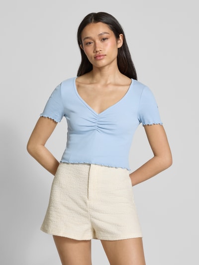 Only Regular Fit Crop Top aus Baumwoll-Elasthan-Mix Modell 'BETTY' Hellblau 4