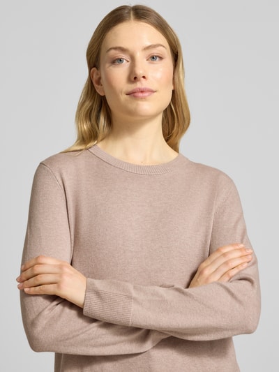 Tom Tailor Regular fit gebreide pullover van een mix van katoen en kasjmier
 Taupe gemêleerd - 3