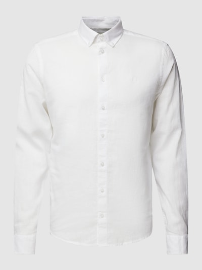 Casual Friday Regular Fit Leinenhemd mit Button-Down-Kragen Modell 'Anton' Weiss 2