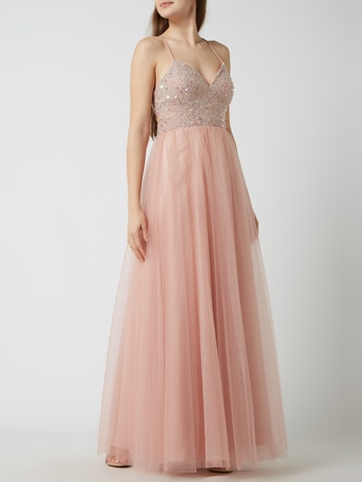 Luxuar Sukienka wieczorowa z siateczki Różowy 1