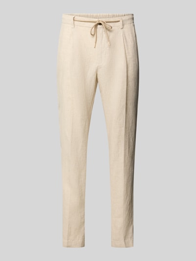 Produktfoto, Hose mit Bügelfalten und Tunnelzug von Manuel Ritz in Beige aus Reine Baumwolle, Regular-Fit, glatte Struktur