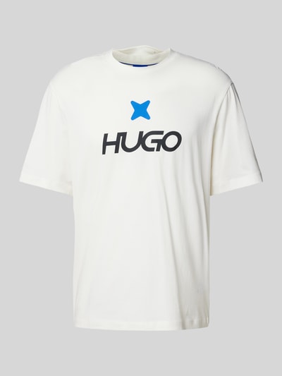 Hugo Blue T-Shirt mit Label-Print Modell 'Newromi' Offwhite 1