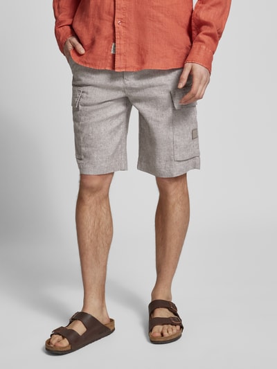 BOSS Orange RElaxed fit korte cargobroek met riemlussen, model 'Sisla' Beige - 4