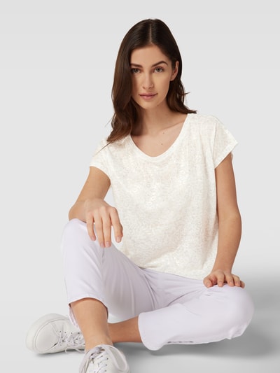 Montego T-shirt met all-over motief Offwhite - 3