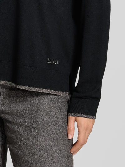 Liu Jo White Sweter o kroju relaxed fit z mieszanki wiskozy model 'MAGLIA CHIUSA' Czarny 3