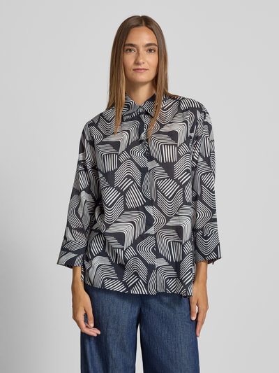 OPUS Regular Fit Bluse aus Viskose mit verdeckter Knopfleiste Dunkelblau 4