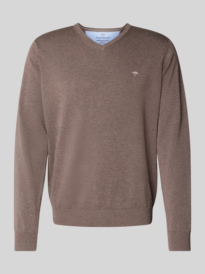 Fynch-Hatton Strickpullover mit Logo-Stitching Mittelbraun 2