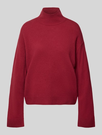 Produktfoto, Strickpullover mit Stehkragen von Christian Berg Woman in Rot, reine Baumwolle, weite Ärmel, Regular Fit, glatte Textur