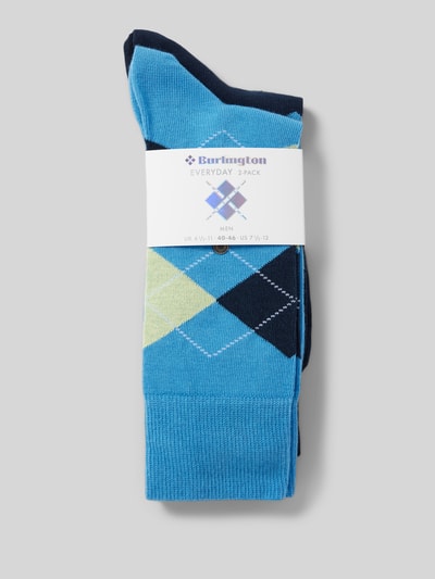 Burlington Socken mit Label-Applikation Modell 'Everyday Argyle' im 2er-Pack Marine Melange 3