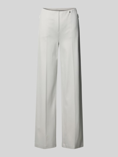 Produktfoto, Hose aus Viskose-Mix mit Reißverschlusstaschen von Marc Cain in Weiß mit Bügelfalten, Regular-Fit, Stretch-Anteil, Damen, Größe 36, Bundweite 39 cm, Innenbeinlänge 84 cm, glatte strukturierte Oberfläche