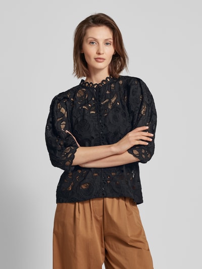 Copenhagen Muse Hemdblouse met kanten bekleding Zwart - 4