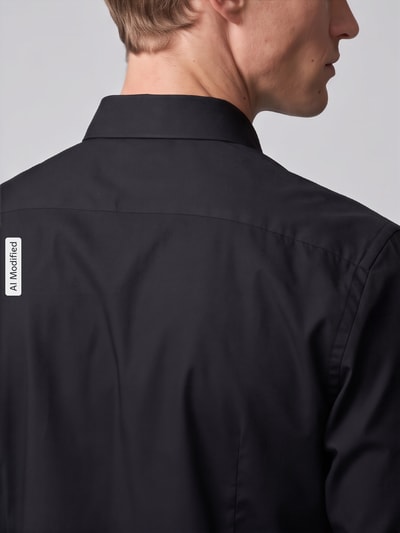 Jake*s Slim fit zakelijk overhemd met afgeronde zoom Zwart - 3