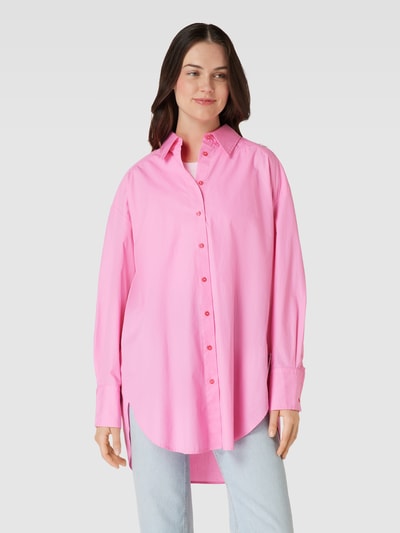 HUGO Lange blouse met overhemdkraag, model 'Ennia' Felroze - 4