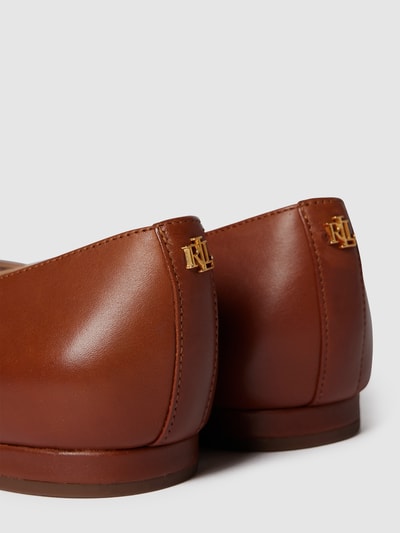 Lauren Ralph Lauren Instappers met labeldetails, model 'LONDYN' Cognac - 3