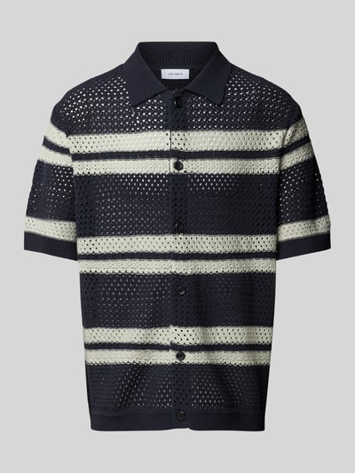 Les Deux Koszula casualowa o kroju regular fit z ażurowym wzorem model ‘Gianni’ Ciemnoniebieski 2