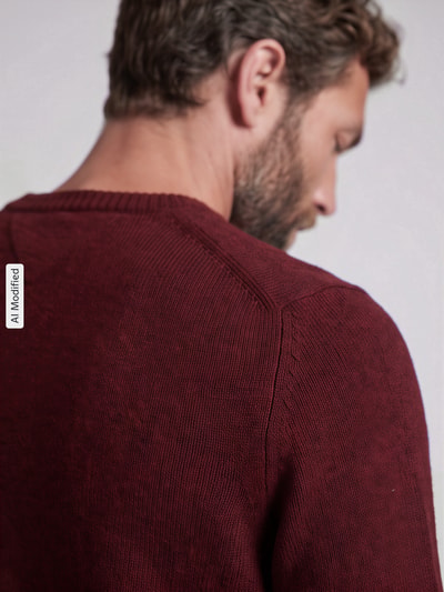 Tommy Hilfiger Regular Fit Pullover aus Lammwoll-Mix Bordeaux Melange 3