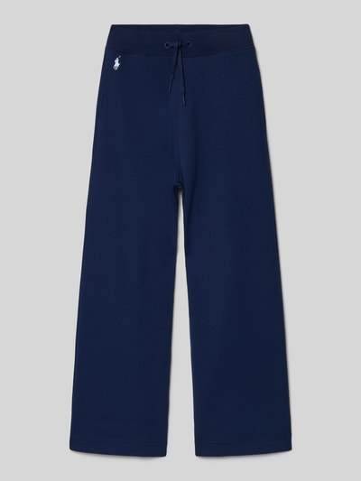 Produktfoto, Regular Fit Sweatpants aus Baumwoll-Mix van Polo Ralph Lauren Teens in effen donkerblauw, elastische taille met trekkoord, steekzakken, logo-stitching, sweatmateriaal, kinderkleding