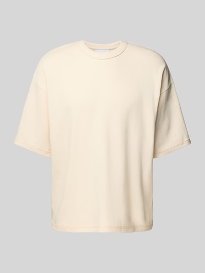 REVIEW Oversized T-Shirt mit geripptem Rundhalsausschnitt Ecru 2