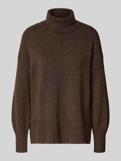 PIECES Regular Fit Rollkragenpullover mit Woll-Anteil Modell 'MALOU' Schoko Melange 2