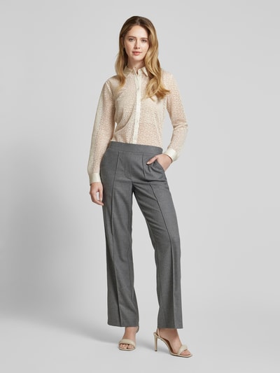 Milano Italy Wide leg stoffen broek met vaste persplooien Antraciet - 1