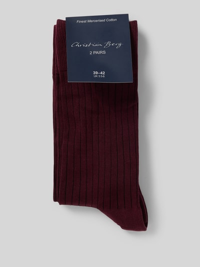 Christian Berg Men Socken mit Label-Print im 2er-Pack Pflaume 3