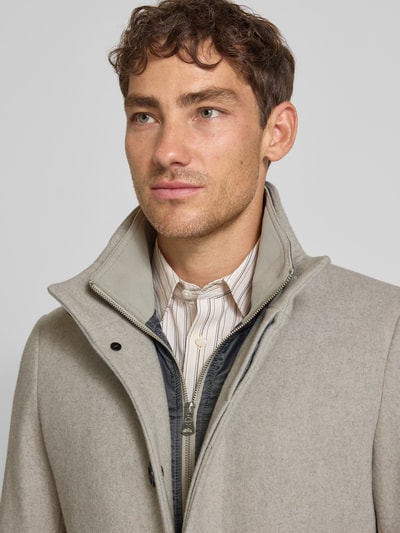 Matinique Lange jas met opstaande kraag, model 'Harvey' Taupe - 3