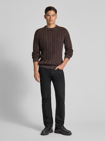 MCNEAL Gebreide pullover met ribboorden Chocoladebruin - 1