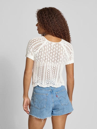 Only Regular fit gehaakt T-shirt van katoenmix, model 'NOLA' Offwhite - 5