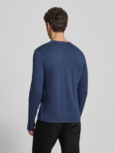 Christian Berg Men Strickpullover mit Rundhalsausschnitt Dunkelblau Melange 5
