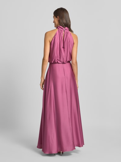 Swing Abendkleid in Wickel-Optik mit Stehkragen Pink 5