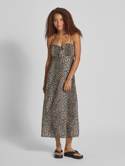 Only Soepele midi-jurk met all-over motief, model 'NOVA' Zand - 1