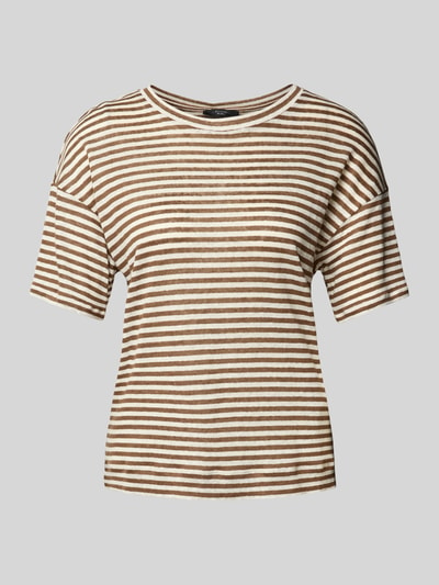 Weekend Max Mara T-shirt met extra brede schouders, model 'BARCA' Middenbruin - 1