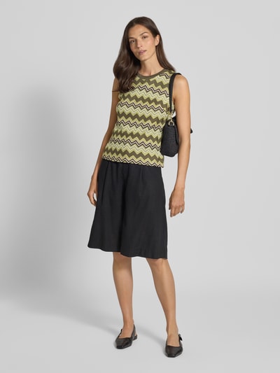 comma Top dzianinowy z ażurowym wzorem Zielony 1