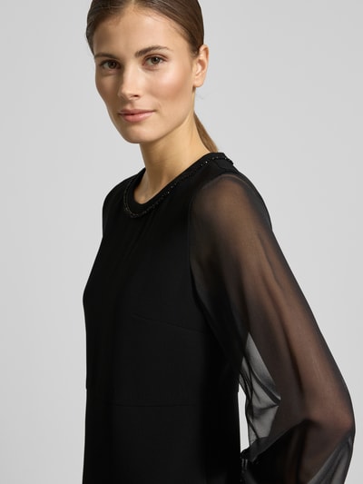 Max Mara Studio Knielanges Cocktailkleid mit semitransparentem Arm Black 3