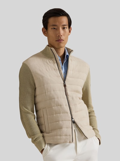 Polo Ralph Lauren Regular Fit Strickjacke aus Material-Mix mit Steppeinsatz Beige 6