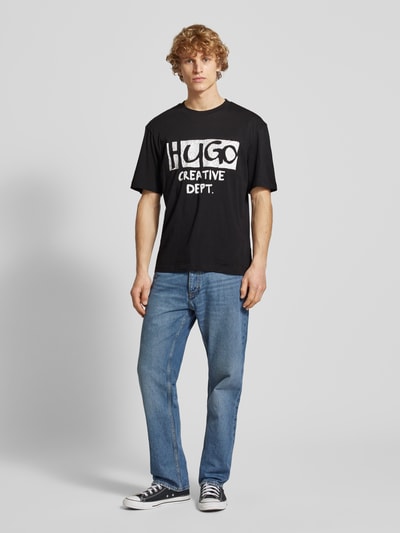 Hugo Blue T-Shirt mit Label-Print Modell 'Nugocrea' Black 1