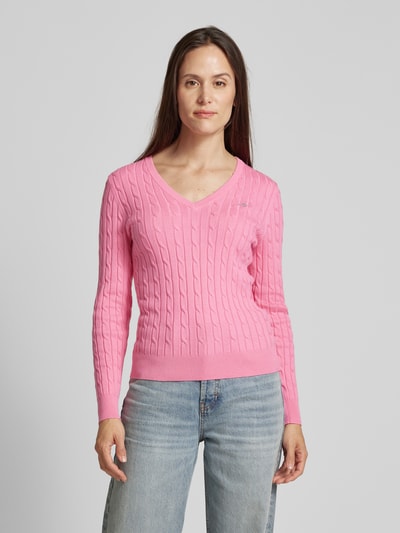 Gant Strickpullover mit Label-Stitching Pink 4