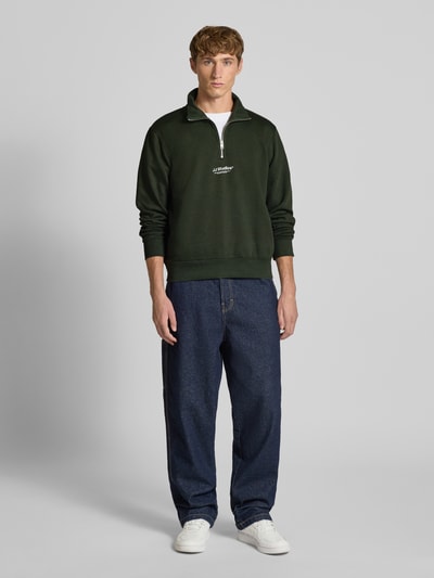 Jack & Jones Schipperstrui met schipperskraag, model 'SOHO' Donkergroen - 1