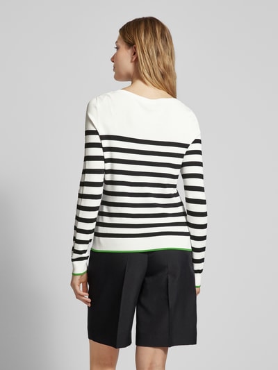 comma Strickpullover aus Viskose-Mix mit geripptem U-Boot-Ausschnitt Offwhite 5