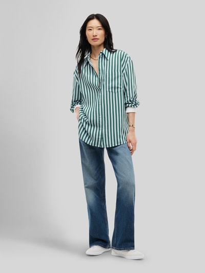 Tommy Hilfiger blouse met lange mouwen met viscose en nylonmix Donkergroen - 1