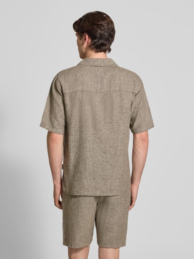 Redefined Rebel Regular Fit Leinenhemd mit Reverskragen Modell 'DYLAN' Dunkelbraun 5