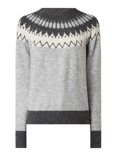 Vero Moda Norwegerpullover mit Woll-Anteil Modell 'Simone' Hellgrau Melange 2