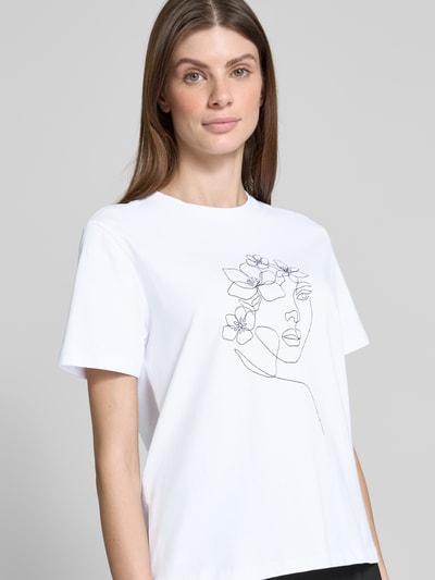 Vila T-shirt met motiefprint, model 'NORA' Offwhite - 3