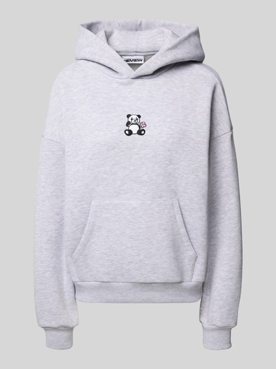 Review Oversized Hoodie mit Motiv-Stitching Hellgrau Melange 2