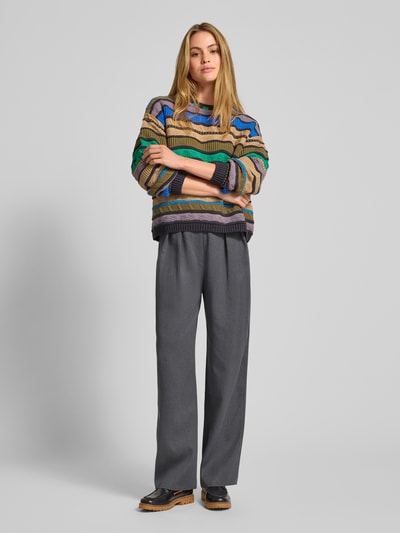 Jake*s Casual Stoffhose mit weitem Bein und Zierknöpfen Anthrazit Melange 1