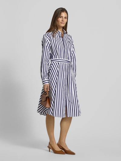 Polo Ralph Lauren Tailliertes Blusenkleid aus reiner Baumwolle Marine 1